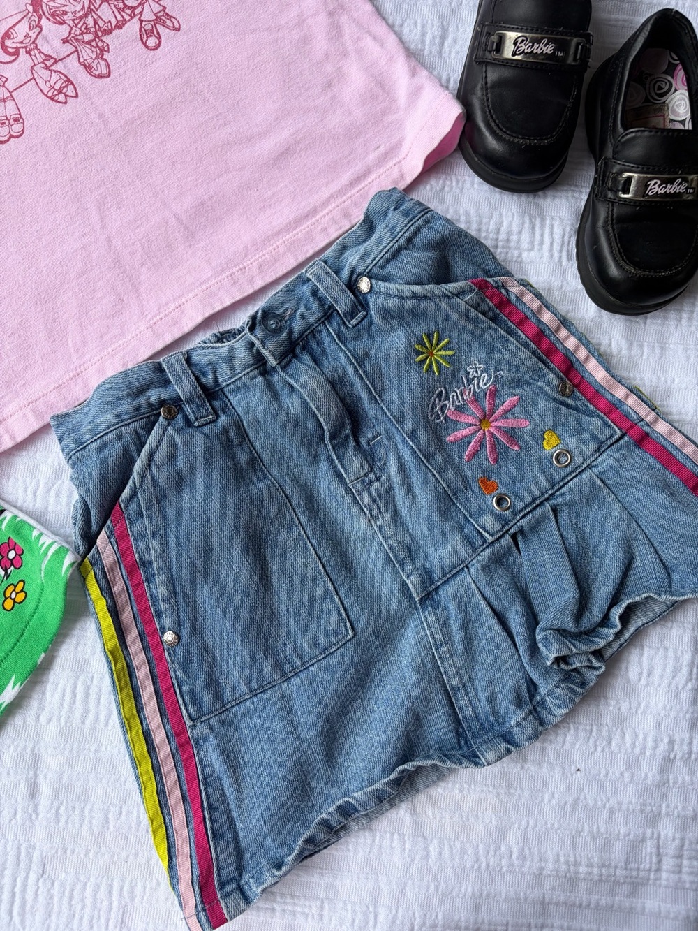 Vintage Y2K Barbie Embroidered Denim Skirt